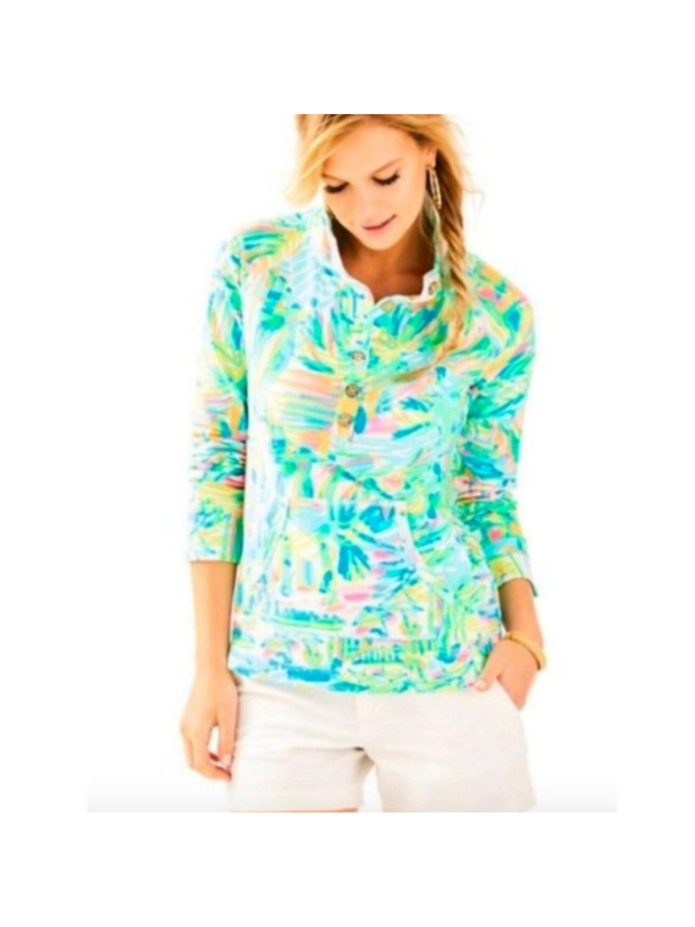 Lilly Pulitzer UPF 50+ Captain Popover Multi Sea Salt & Sun Terry Fall Sz XS